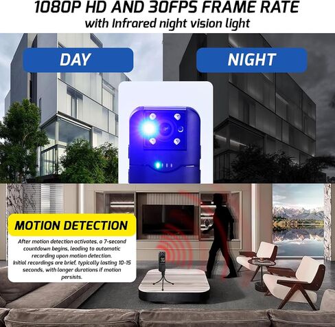 DANOPLUS Body Camera HD 1080P Body Cameras with Audio and Video Recording, 180° Rotating Lens Body Cam with IR Night Vision &10 Hours Continuous Recording, Personal Body Cam with 1/4" Screw Hole in Saudi Arabia