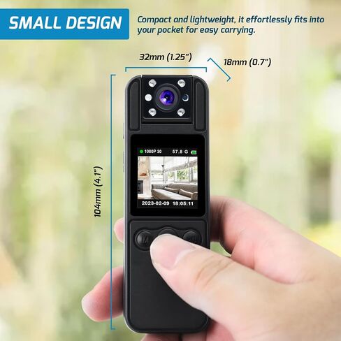 DANOPLUS Body Camera HD 1080P Body Cameras with Audio and Video Recording, 180° Rotating Lens Body Cam with IR Night Vision &10 Hours Continuous Recording, Personal Body Cam with 1/4" Screw Hole in Saudi Arabia