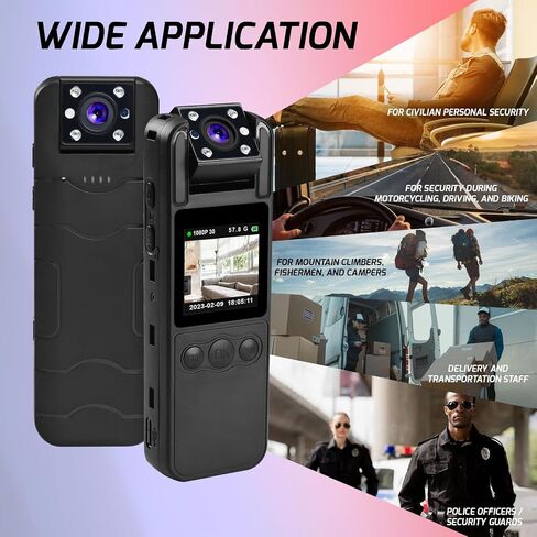 DANOPLUS Body Camera HD 1080P Body Cameras with Audio and Video Recording, 180° Rotating Lens Body Cam with IR Night Vision &10 Hours Continuous Recording, Personal Body Cam with 1/4" Screw Hole in Saudi Arabia