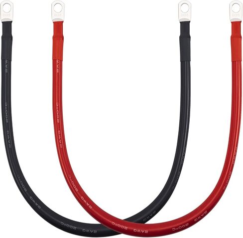 تغيير مور 2 AWG كابل البطارية 2 قياس كابلات عاكس البطارية مع محطات 3/8 بوصة، كابل لحام النحاس النقي، سلك نحاسي للشاحنة، دراجة نارية، RV، البحرية الأحمر والأسود (1FT) in Kuwait