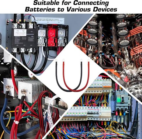 تغيير مور 2 AWG كابل البطارية 2 قياس كابلات عاكس البطارية مع محطات 3/8 بوصة، كابل لحام النحاس النقي، سلك نحاسي للشاحنة، دراجة نارية، RV، البحرية الأحمر والأسود (1FT) in Kuwait