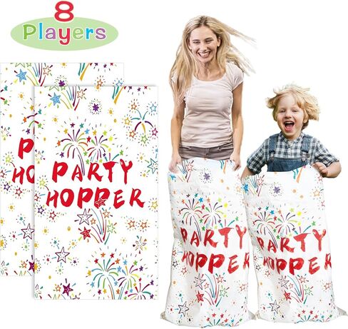 أكياس سباق أكياس البطاطس من JQAQJU للبالغين والأطفال، 8 عبوات مقاس 40 × 26 بوصة، ألعاب عيد الفصح الخارجية لمستلزمات الحفلات العائلية، حقيبة القفز في الفناء الخلفي in Kuwait