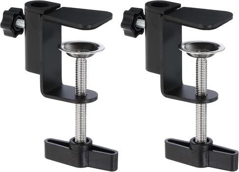 PATIKIL 0.49" Hole Dia. Desk Clamp, 2 Pcs Universal C-Clamp Base with Adjustable Screw for Microphone Mic Arm Table Lamp Mount Holder, Black in Kuwait