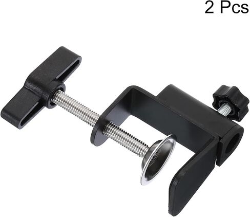 PATIKIL 0.49" Hole Dia. Desk Clamp, 2 Pcs Universal C-Clamp Base with Adjustable Screw for Microphone Mic Arm Table Lamp Mount Holder, Black in Kuwait