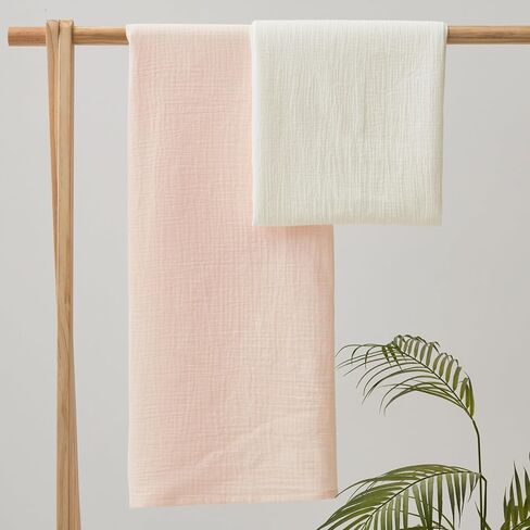 Neutral Cotton Soft Muslin Swaddle Blankets，2 Pack of 47 * 47 Inch Large Muslin Blankets,Muslin Baby Blanket for Newborn Cribs(Pink & White) in Saudi Arabia