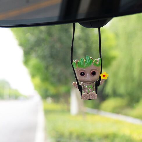 Car Hanging Ornament,Swing Smiling Little Tree Man,Car Mirror Hanging Accessories for Car Rear View Mirror Car Decoration Charm Pendant in Saudi Arabia
