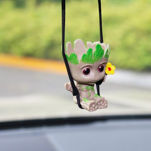 Car Hanging Ornament,Swing Smiling Little Tree Man,Car Mirror Hanging Accessories for Car Rear View Mirror Car Decoration Charm Pendant in Saudi Arabia