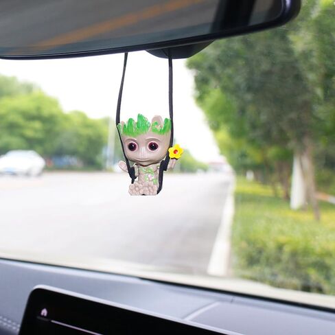Car Hanging Ornament,Swing Smiling Little Tree Man,Car Mirror Hanging Accessories for Car Rear View Mirror Car Decoration Charm Pendant in Saudi Arabia