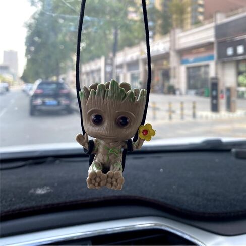 Car Hanging Ornament,Swing Smiling Little Tree Man,Car Mirror Hanging Accessories for Car Rear View Mirror Car Decoration Charm Pendant in Saudi Arabia