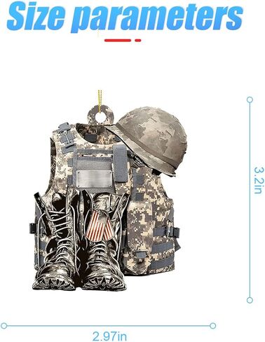 Car Rear View Mirror Hanging Ornament, Personalized Army Backpack Boost Decor, Military American Soldier Christmas Ornament Gift, Car Interior Rearview Pendant Accessories (Style A) in Saudi Arabia