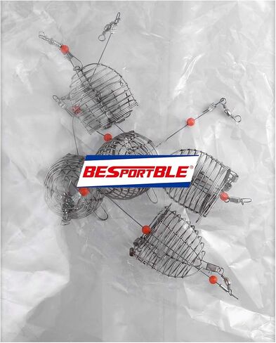 BESPORTBLE 5 PCS/Pack Stainless Steel Fishing Bait Cage Fishing Lure Cage Fishing Trap Basket Feeder Holder Fishing Gear Fishing Tackle Red in Saudi Arabia