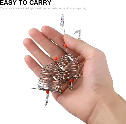 BESPORTBLE 5 PCS/Pack Stainless Steel Fishing Bait Cage Fishing Lure Cage Fishing Trap Basket Feeder Holder Fishing Gear Fishing Tackle Red in Saudi Arabia