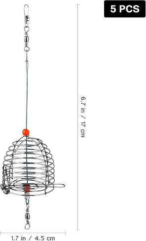 BESPORTBLE 5 PCS/Pack Stainless Steel Fishing Bait Cage Fishing Lure Cage Fishing Trap Basket Feeder Holder Fishing Gear Fishing Tackle Red in Saudi Arabia