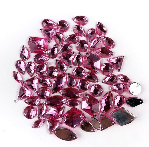 60PC Mix Shapes Sew On Crystal Rhinestone Flatback with Holes Sewing Acrylic Sewing Crystal for Clothes&Bags,Shoes,DIY Crafts 7~21mm (Royal Blue) in Kuwait