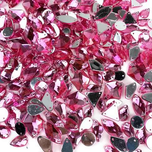 60PC Mix Shapes Sew On Crystal Rhinestone Flatback with Holes Sewing Acrylic Sewing Crystal for Clothes&Bags,Shoes,DIY Crafts 7~21mm (Royal Blue) in Kuwait