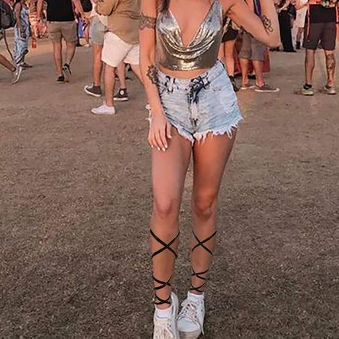 جوارب Yokawe Sparkly Leg Wraps المثيرة والمرنة والجوارب الراقصة والمهرجانات الموسيقية للنساء والفتيات in Kuwait