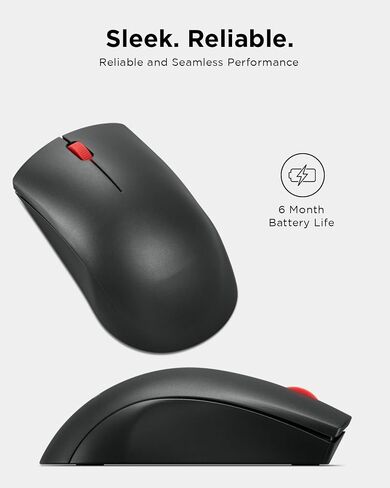 Lenovo Bluetooth Silent Mouse (WL300) - 5 Button Computer Mouse with Silent Left & Right Click – Sculpted Grip, Microsoft Swift Pair, Up to 1600 DPI (Grey) in Saudi Arabia