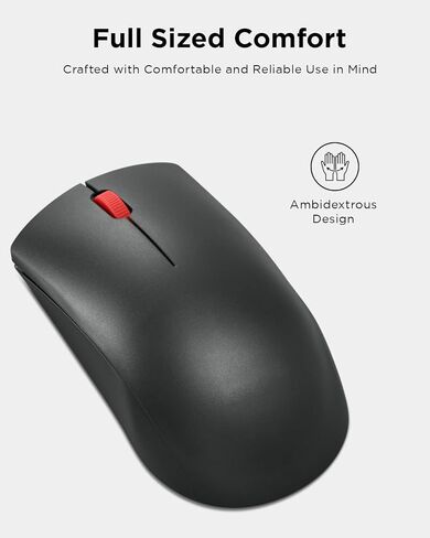 Lenovo Bluetooth Silent Mouse (WL300) - 5 Button Computer Mouse with Silent Left & Right Click – Sculpted Grip, Microsoft Swift Pair, Up to 1600 DPI (Grey) in Saudi Arabia