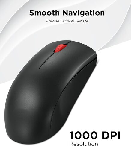 Lenovo Bluetooth Silent Mouse (WL300) - 5 Button Computer Mouse with Silent Left & Right Click – Sculpted Grip, Microsoft Swift Pair, Up to 1600 DPI (Grey) in Saudi Arabia