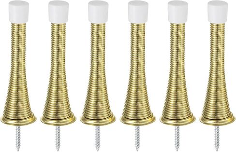 uxcell Door Stop, 6Pcs 3-1/4 - Spring Steel Door Stopper with 6 Screws, Flexible Door Stoppers for Bottom of Door with Rubber Bumper Tips (Gold) in Saudi Arabia