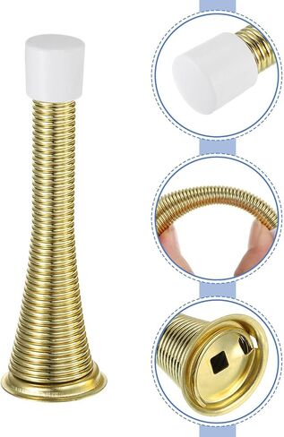 uxcell Door Stop, 6Pcs 3-1/4 - Spring Steel Door Stopper with 6 Screws, Flexible Door Stoppers for Bottom of Door with Rubber Bumper Tips (Gold) in Saudi Arabia