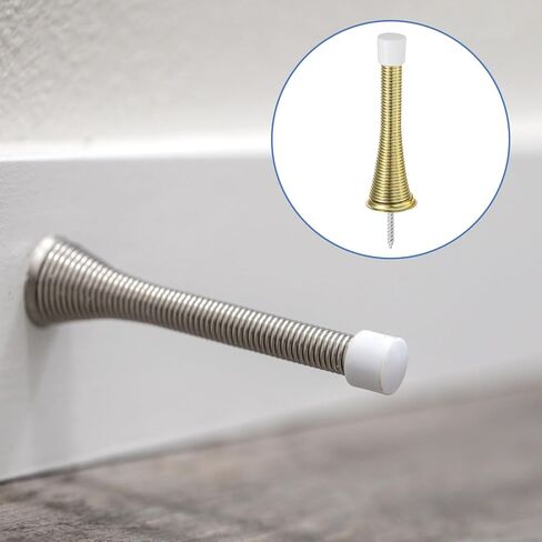 uxcell Door Stop, 6Pcs 3-1/4 - Spring Steel Door Stopper with 6 Screws, Flexible Door Stoppers for Bottom of Door with Rubber Bumper Tips (Gold) in Saudi Arabia