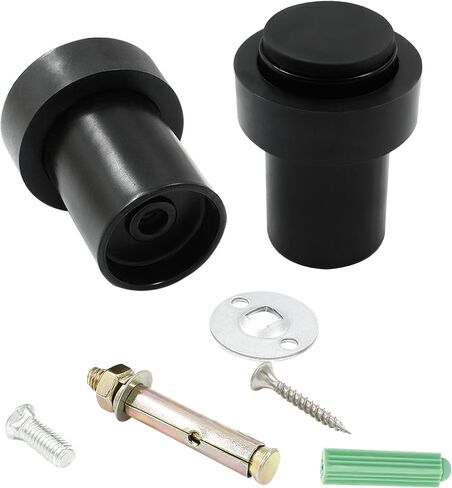 Cylindrical Matte Black Door Stop,1.8 Inch Heavy Duty Floor Door Stopper with Rubber Ring,Stainless Steel Door Stoppers,Wall Mount Doorstop with Screws Pack of 1 in Saudi Arabia