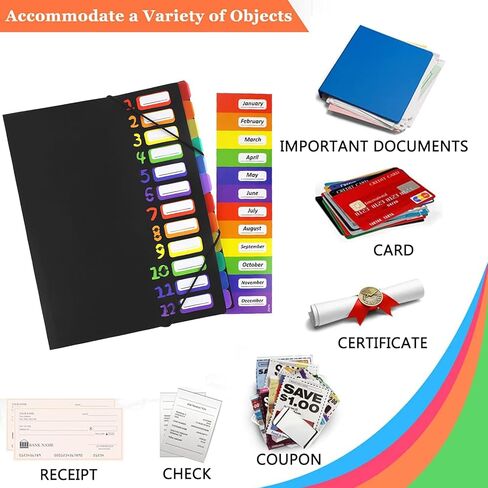 13 Pockets Accordion Project File Organizer, A4 Letter Size, 10 x 13 Inch, Portable Expanding Document File Folder, Important Bill Receipt Invoice Coupon Zip Holder for Home Office, Large Capacity in Kuwait