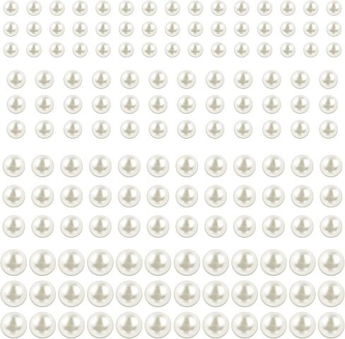 2800 Pieces Pearl Stickers, 4 Size White Flat Back Pearls Sticker Self-Adhesive Craft Pearls Faux Pearl Gems Embellishment for Face Beauty Makeup Nail Art Phone DIY Crafts Scrapbooking in Saudi Arabia