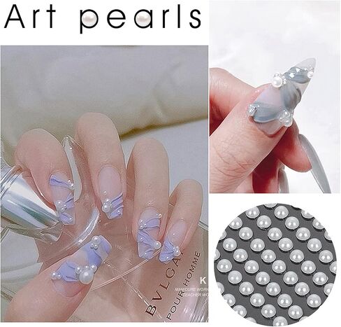 2800 Pieces Pearl Stickers, 4 Size White Flat Back Pearls Sticker Self-Adhesive Craft Pearls Faux Pearl Gems Embellishment for Face Beauty Makeup Nail Art Phone DIY Crafts Scrapbooking in Saudi Arabia