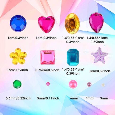 1782 Pcs Gem Stickers for Crafts Self Adhesive Rhinestone Stickers Acrylic Stick-on Crystal Gem Sheets Assorted Shaped Multicolor Jewel Stickers 14 Sheets Stick On Gems for DIY Nail Body Makeup in Saudi Arabia