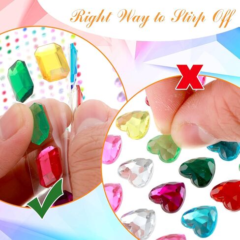 1782 Pcs Gem Stickers for Crafts Self Adhesive Rhinestone Stickers Acrylic Stick-on Crystal Gem Sheets Assorted Shaped Multicolor Jewel Stickers 14 Sheets Stick On Gems for DIY Nail Body Makeup in Saudi Arabia