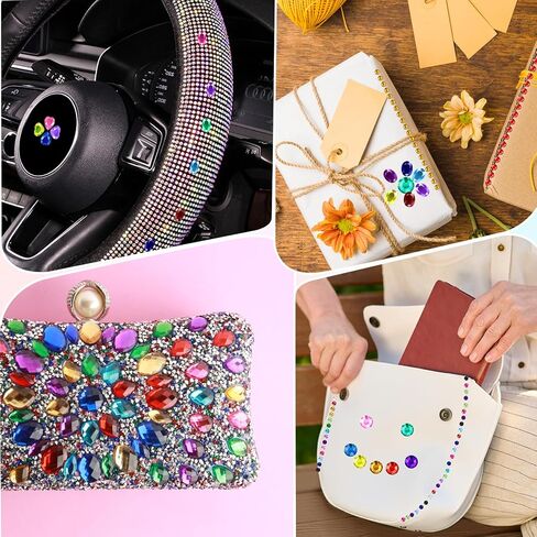 1782 Pcs Gem Stickers for Crafts Self Adhesive Rhinestone Stickers Acrylic Stick-on Crystal Gem Sheets Assorted Shaped Multicolor Jewel Stickers 14 Sheets Stick On Gems for DIY Nail Body Makeup in Saudi Arabia