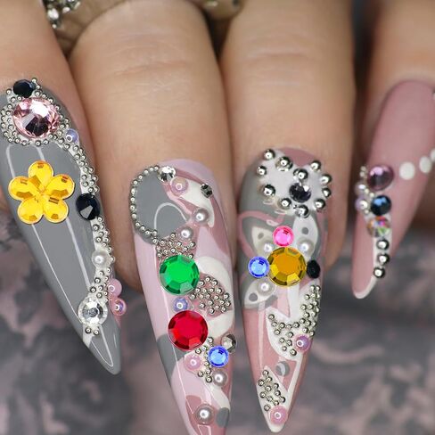 1782 Pcs Gem Stickers for Crafts Self Adhesive Rhinestone Stickers Acrylic Stick-on Crystal Gem Sheets Assorted Shaped Multicolor Jewel Stickers 14 Sheets Stick On Gems for DIY Nail Body Makeup in Saudi Arabia