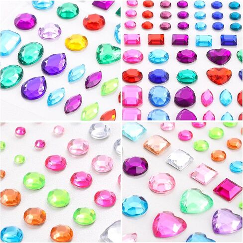 486 قطعة من ملصقات حجر الراين ذاتية اللصق، ملصقات الأحجار الكريمة، ملصقات المجوهرات للحرف اليدوية، مقاسات متنوعة in Kuwait
