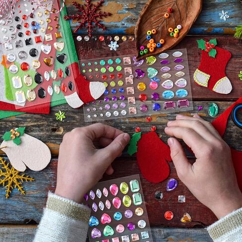 486 قطعة من ملصقات حجر الراين ذاتية اللصق، ملصقات الأحجار الكريمة، ملصقات المجوهرات للحرف اليدوية، مقاسات متنوعة in Kuwait