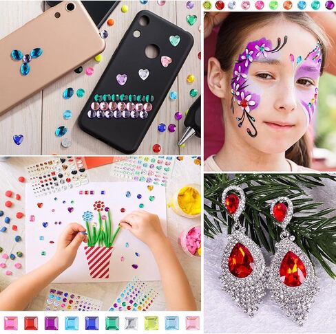 486 قطعة من ملصقات حجر الراين ذاتية اللصق، ملصقات الأحجار الكريمة، ملصقات المجوهرات للحرف اليدوية، مقاسات متنوعة in Kuwait