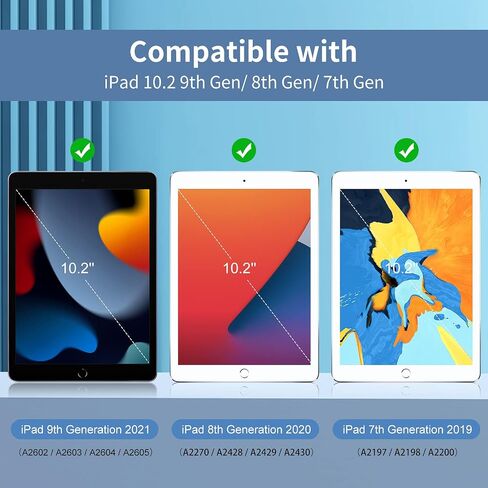 Aoub iPad 9th Generation 2021/iPad 8th Generation 2020/iPad 7th Generation 2019 Case with Pencil Holder, iPad 10.2 inch Smart Stand Case with Soft TPU Back Cover, Auto Sleep/Wake, Dark Green in Saudi Arabia