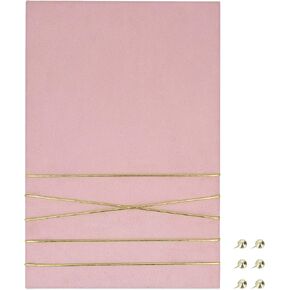 Navaris Fabric Memo Bulletin Board - 12" x 17" Velvet Memory Board for Wall to Display Photo Collages, Pictures, Notes - Includes 6 Push Pins - Pink