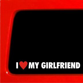 | I Love My Girlfriend Heart | Woman Girl Heart car Sticker for Boyfriend gf Funny Truck Vinyl Window, Bumper, Window, Laptop | 1.25"x8.2" (White)