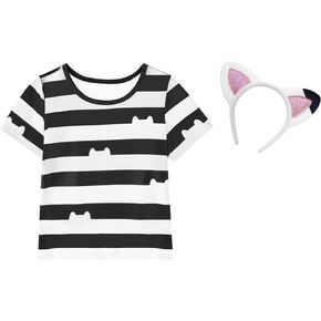 Girls Cat Dollhouse Cosplay Costume Short Sleeve Graphic T-Shirts，Perfect for birthday Christmas and Halloween