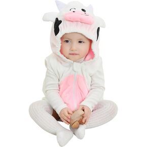 Sleeveless Unisex Baby Animals Hooded Romper for Christmas Halloween Outfits,Toddler Zip Up Cosplay Costume Jumpsuit