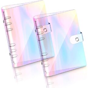 قطعتان من غطاء دفتر الملاحظات الناعم الشفاف من PVC مقاس A6، غلاف ورق PVC قابل لإعادة الملء، غلاف مخطط شخصي بأوراق فضفاضة (2 شفاف)