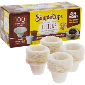 Disposable Paper Coffee Filters 100 count - Compatible with Keurig, K-Cup machines & other Single Serve Coffee Brewer Reusable K Cups - Use Your Own Coffee & Make Your Own Pods - Works with All Brands