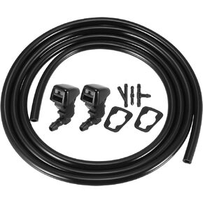 ACROPIX Front Windshield Wiper Nozzles Kit for Lincoln MKX with Gaskets 2 Meter Fluid Hose - Pack of 6 Black