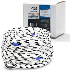 Heavy Duty Marine/Nautical Boat Anchor Line Depth Markers Rope w/Stainless Steel Thimble Eye Bolt, Boats 27 ft up to 36 ft