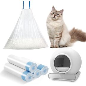 Cat Litter Box Liners-60 Count, Drawstring Cat Litter Waste Receptacles Bags for LELO ELVES LMSP-10 Self Cleaning Cat Litter Box-18" x 18"