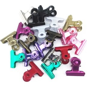 yueton 20pcs Mixed Color Metal Bulldog Clips, Utility Paper Clips, Hinge Clips for Home, Office Use