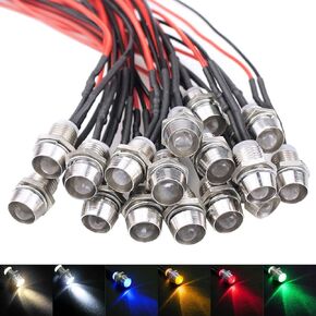 18 قطعة LED مؤشر طيار DC12V مصباح ضوء طيار داش اتجاهي فائق السطوع 8 مم LED لمبات إضاءة طيار مصباح إشارة لسيارة فان شاحنة قارب (أبيض دافئ أبيض أحمر أزرق أخضر أصفر)