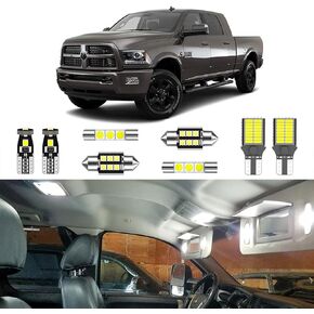12PCS CANBUS Super Bright White LED Interior Light Kit Package for Dodge Ram 2009 2010 2011 2012 2013 2014 2015 2016 2017 2018 + License Plate Lights and Install Tool